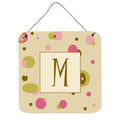 Letter M Initial Monogram  Tan Dots Wall Or Door Hanging Prints