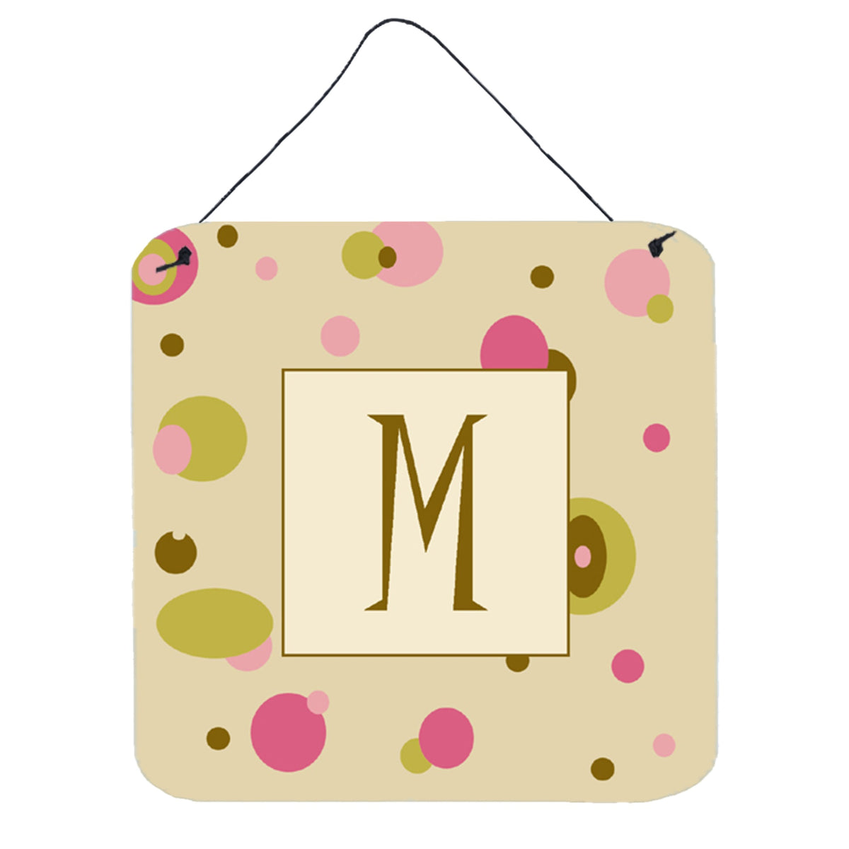 Letter M Initial Monogram  Tan Dots Wall Or Door Hanging Prints