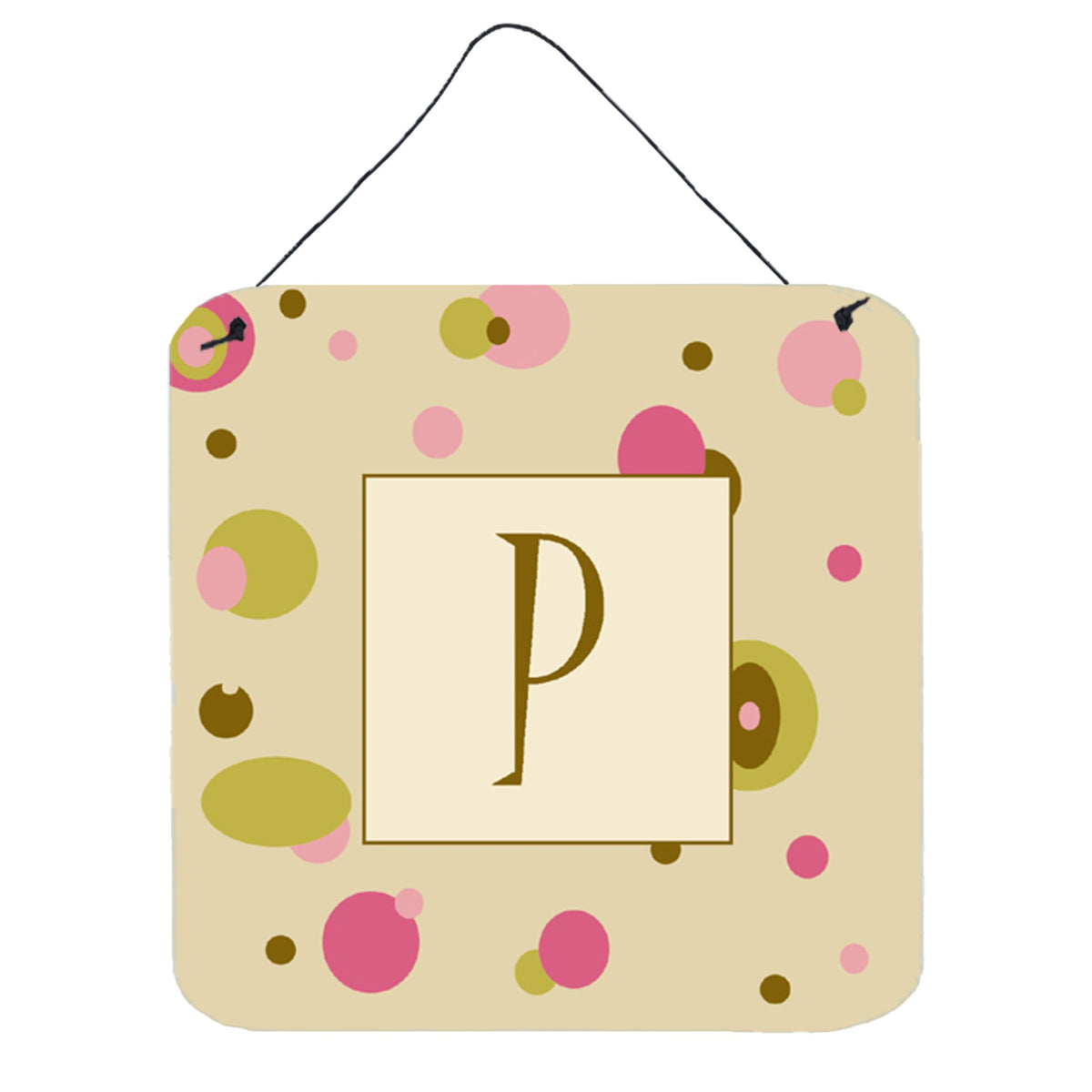 Letter P Initial Monogram  Tan Dots Wall Or Door Hanging Prints
