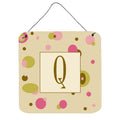 Letter Q Initial Monogram  Tan Dots Wall Or Door Hanging Prints