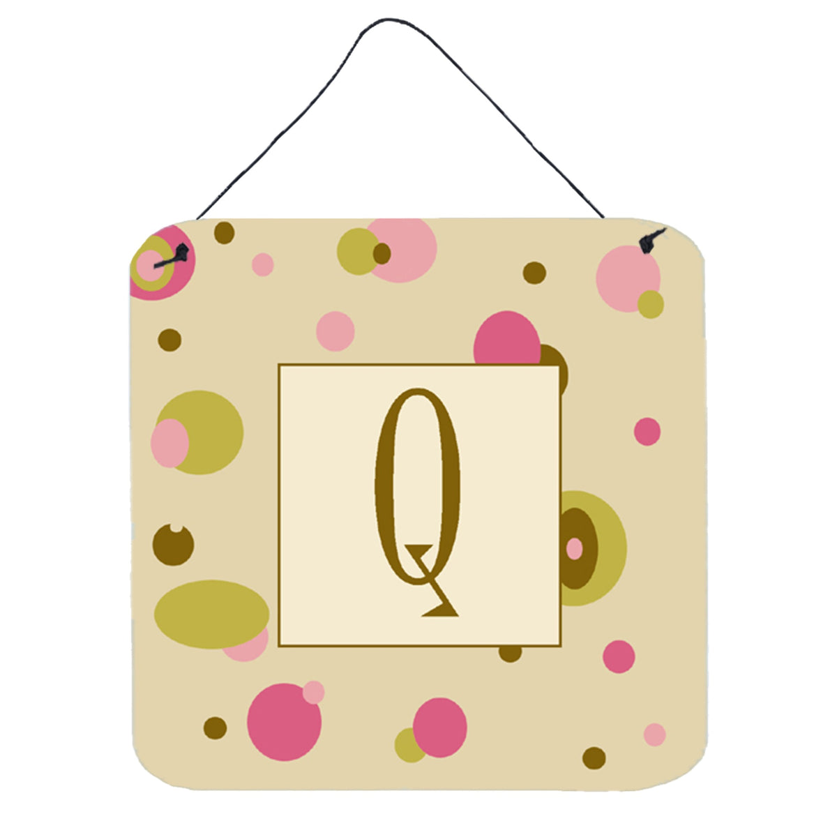Letter Q Initial Monogram  Tan Dots Wall Or Door Hanging Prints