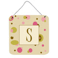 Letter S Initial Monogram  Tan Dots Wall Or Door Hanging Prints