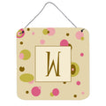 Letter W Initial Monogram  Tan Dots Wall Or Door Hanging Prints