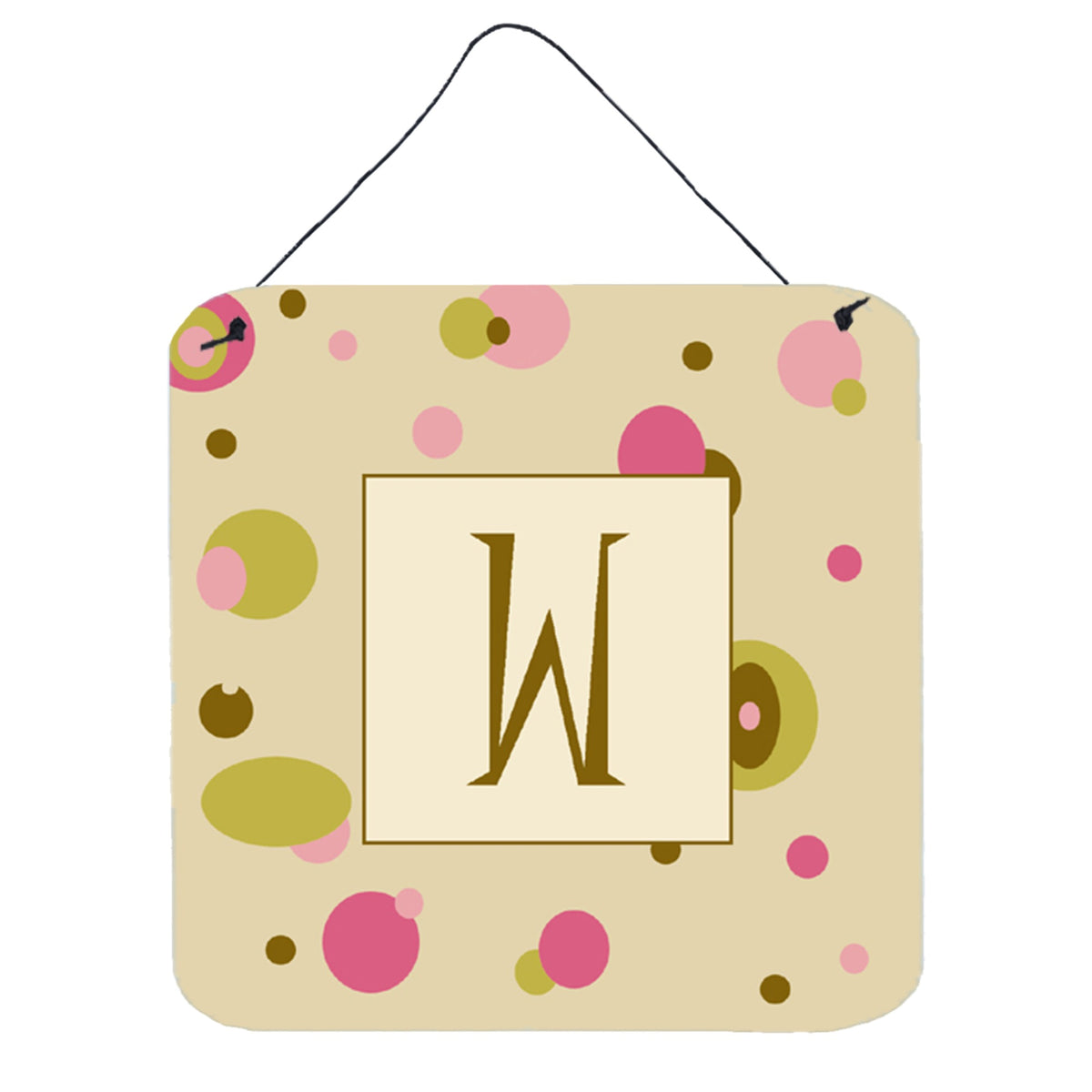 Letter W Initial Monogram  Tan Dots Wall Or Door Hanging Prints