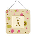 Letter X Initial Monogram  Tan Dots Wall Or Door Hanging Prints