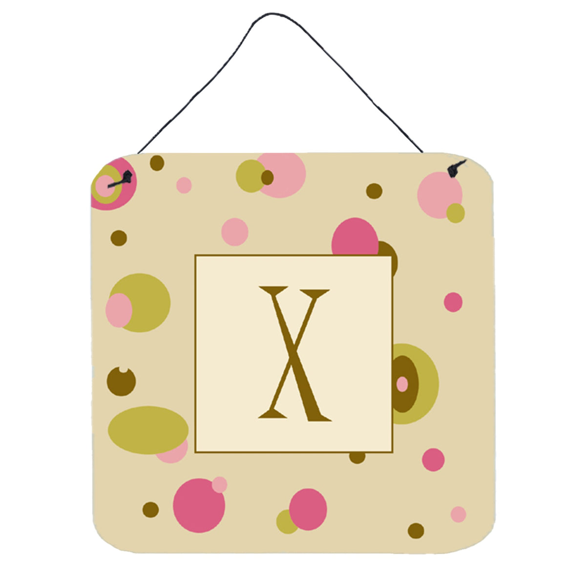 Letter X Initial Monogram  Tan Dots Wall Or Door Hanging Prints