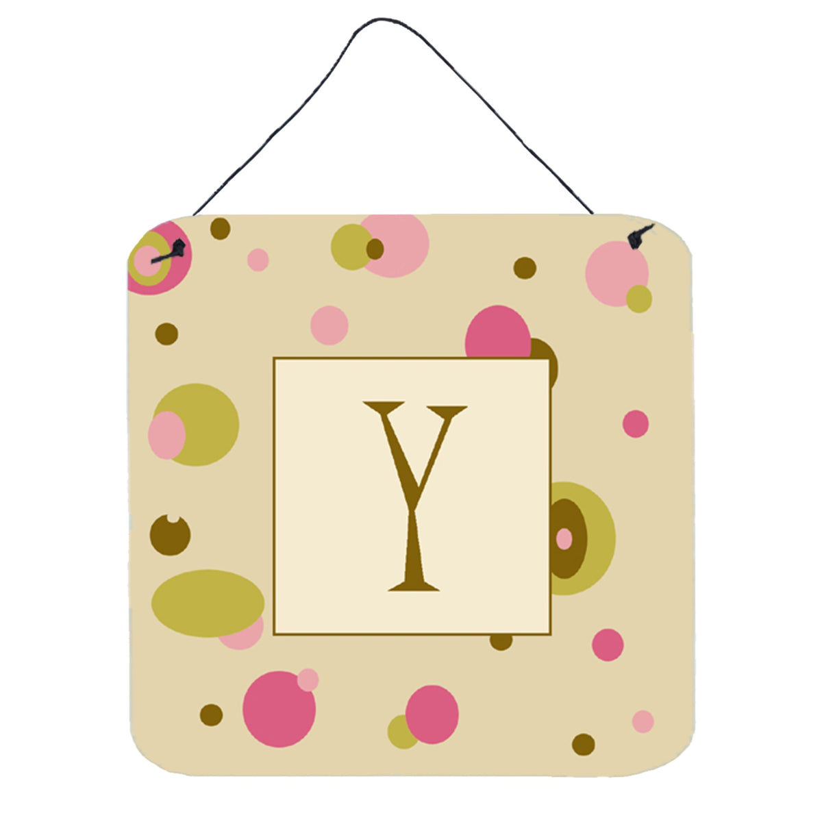 Letter Y Initial Monogram  Tan Dots Wall Or Door Hanging Prints