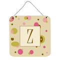Letter Z Initial Monogram  Tan Dots Wall Or Door Hanging Prints