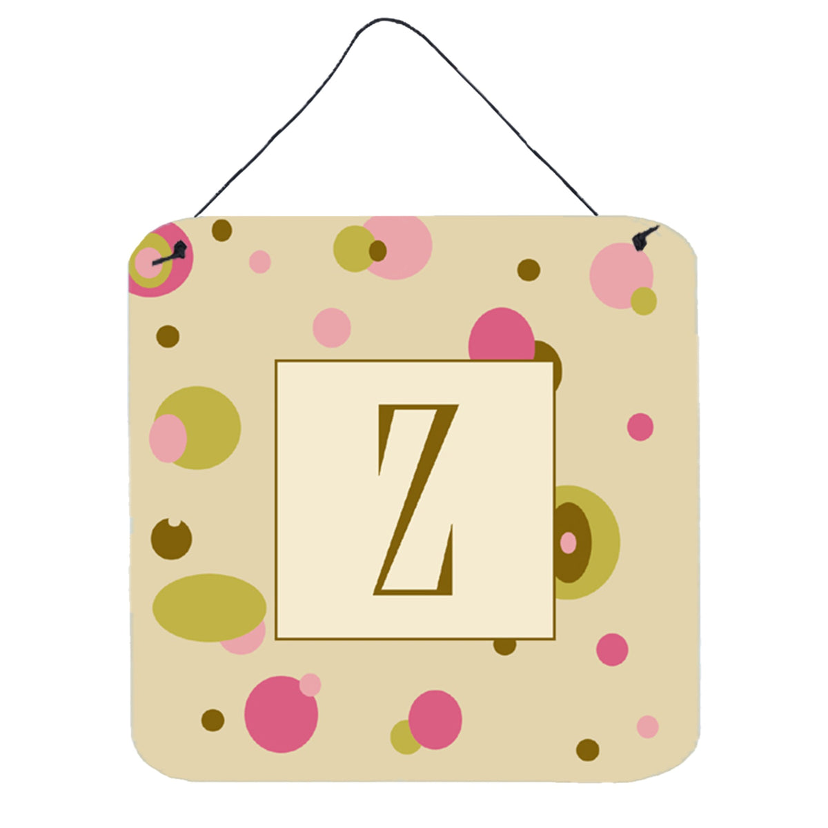 Letter Z Initial Monogram  Tan Dots Wall Or Door Hanging Prints