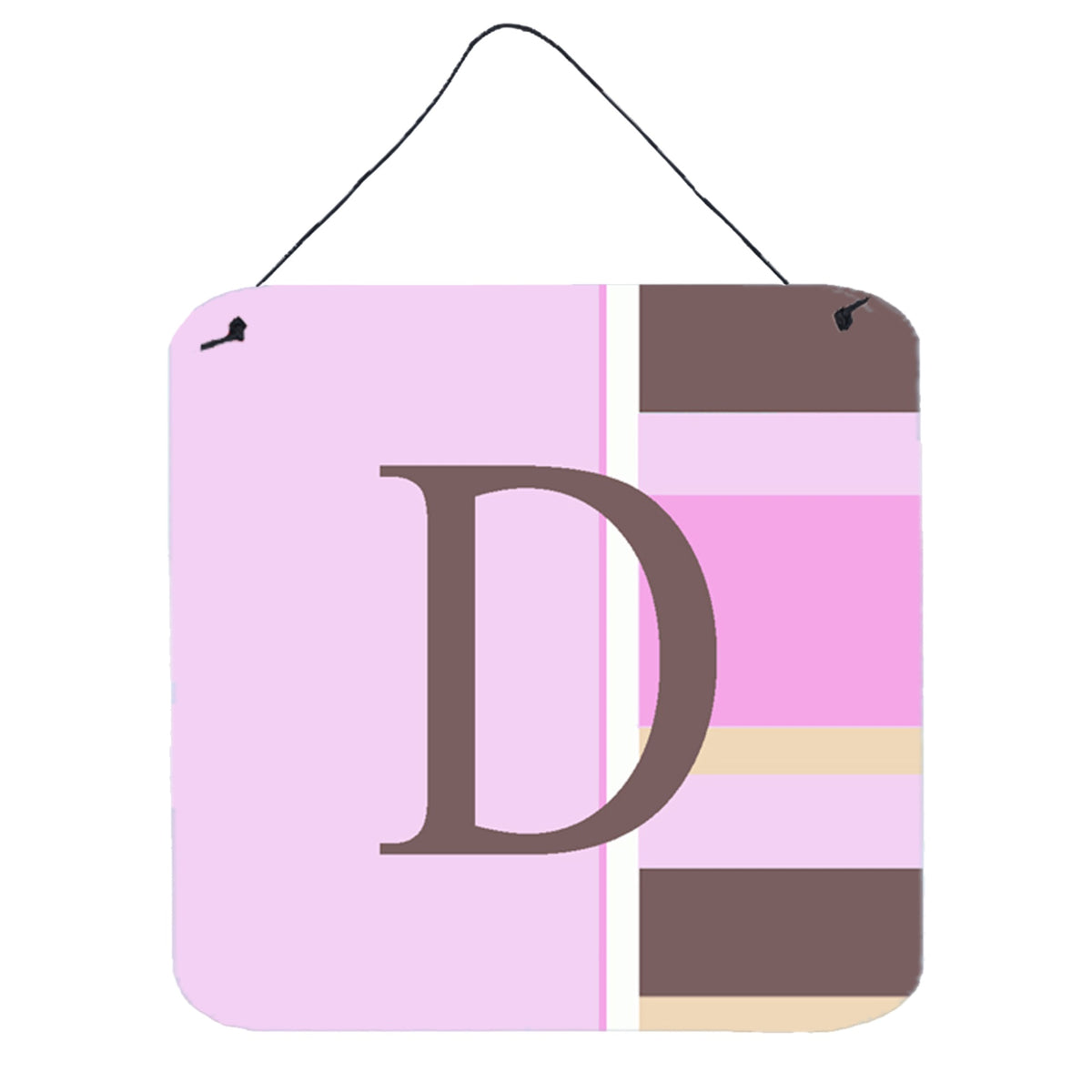Letter D Initial Monogram  Pink Stripes Wall Or Door Hanging Prints