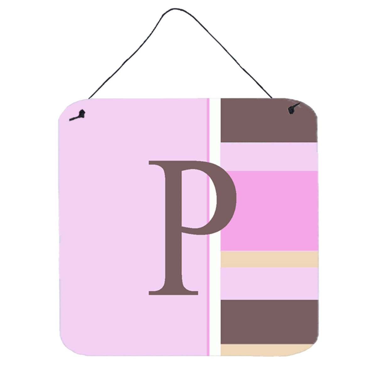 Letter P Initial Monogram  Pink Stripes Wall Or Door Hanging Prints