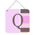 Letter Q Initial Monogram  Pink Stripes Wall Or Door Hanging Prints