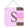 Letter S Initial Monogram  Pink Stripes Wall Or Door Hanging Prints