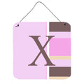 Letter X Initial Monogram  Pink Stripes Wall Or Door Hanging Prints