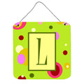 Letter L Monogram  Lime Green Wall Or Door Hanging Prints