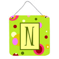 Letter N Monogram  Lime Green Wall Or Door Hanging Prints