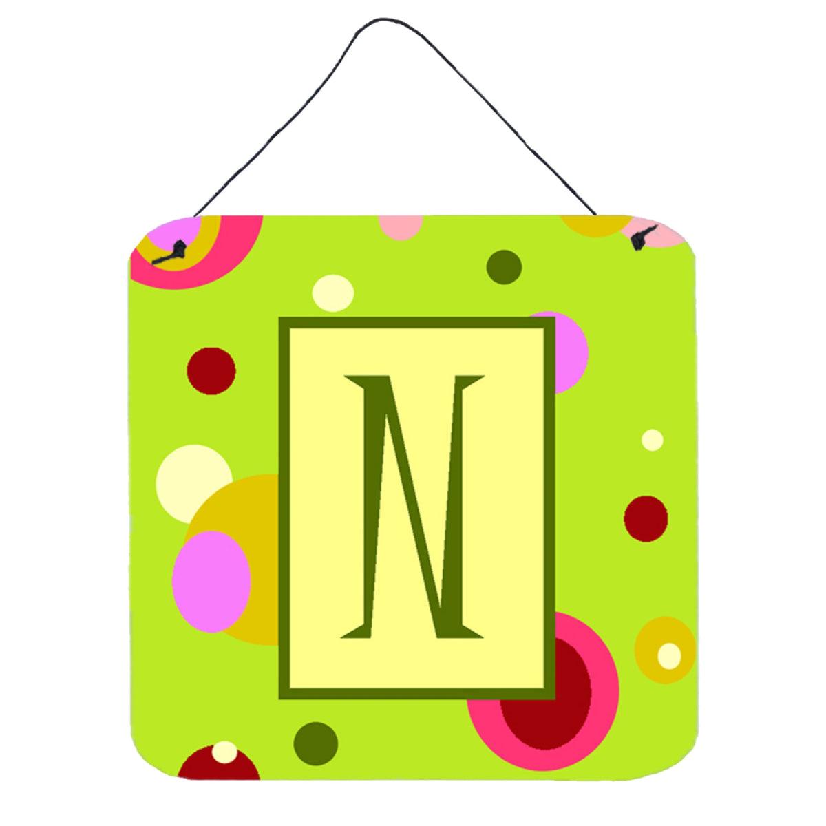 Letter N Monogram  Lime Green Wall Or Door Hanging Prints