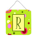 Letter R Monogram  Lime Green Wall Or Door Hanging Prints