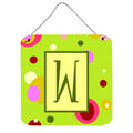 Letter W Monogram  Lime Green Wall Or Door Hanging Prints