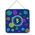 Letter B Initial Monogram  Blue Swirls Wall Or Door Hanging Prints