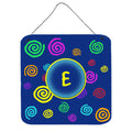Letter E Initial Monogram  Blue Swirls Wall Or Door Hanging Prints