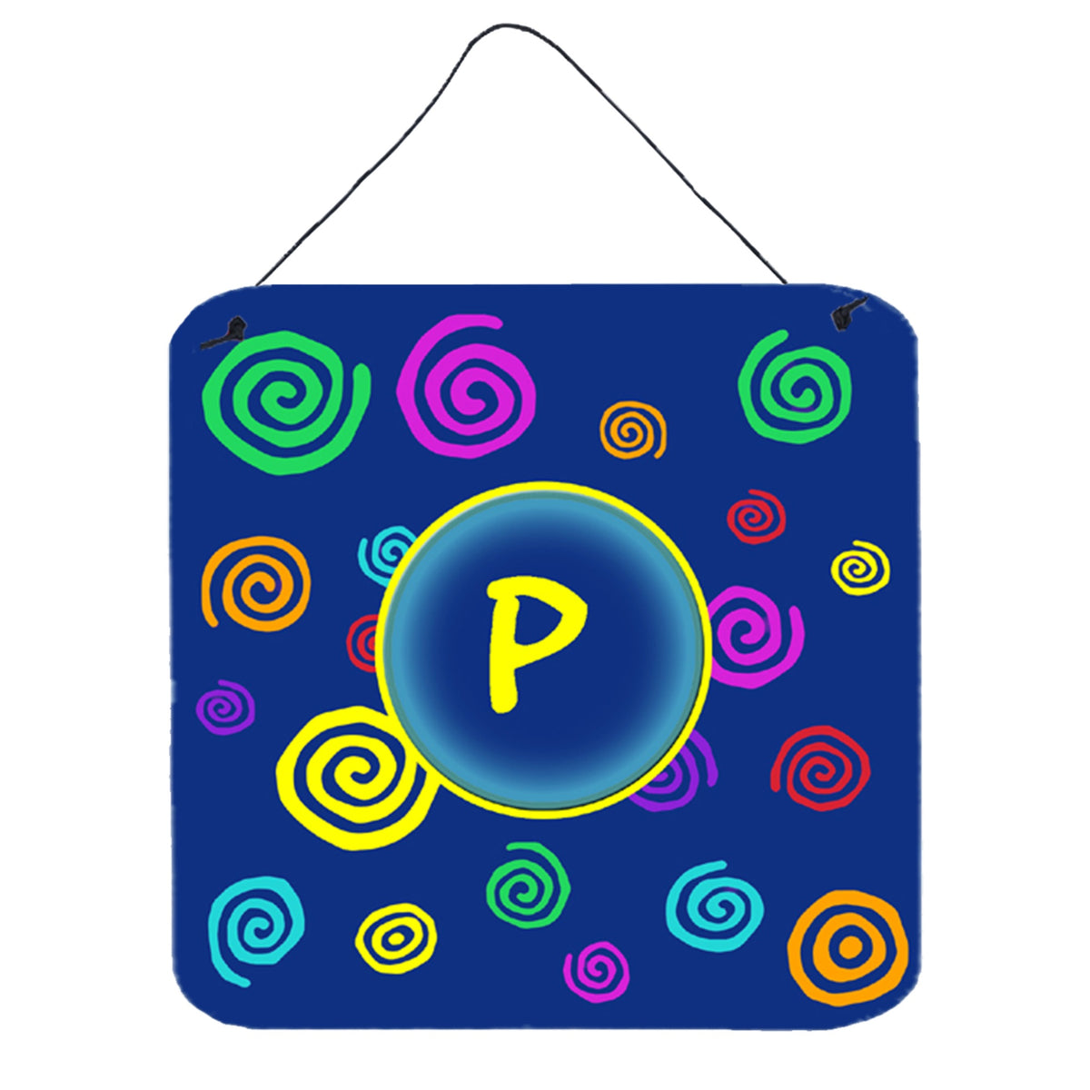 Letter P Initial Monogram  Blue Swirls Wall Or Door Hanging Prints