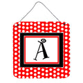 Letter A Monogram  Red And Black Polka Dots Wall Or Door Hanging Prints