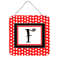 Letter F Initial   Red Black Polka Dots Wall Or Door Hanging Prints