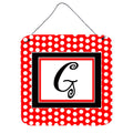 Letter G Initial   Red Black Polka Dots Wall Or Door Hanging Prints
