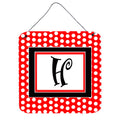 Letter H Initial   Red Black Polka Dots Wall Or Door Hanging Prints