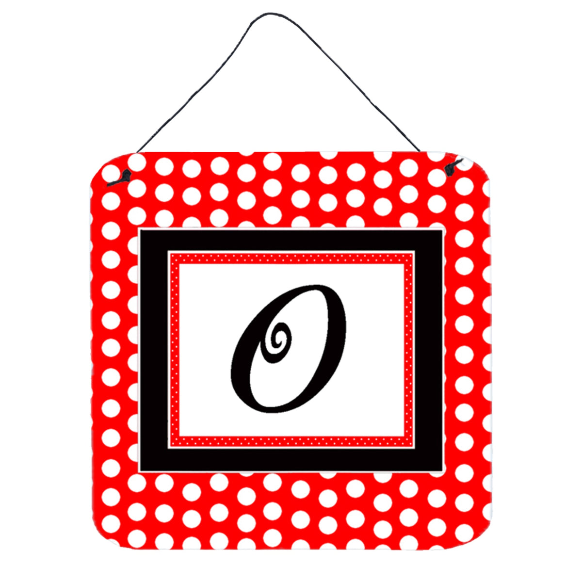 Letter O Initial   Red Black Polka Dots Wall Or Door Hanging Prints