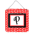 Letter P Initial   Red Black Polka Dots Wall Or Door Hanging Prints