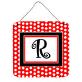 Letter R Initial   Red Black Polka Dots Wall Or Door Hanging Prints