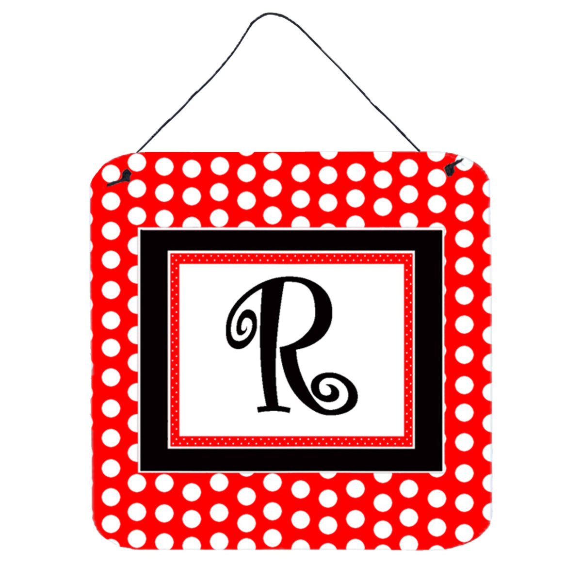 Letter R Initial   Red Black Polka Dots Wall Or Door Hanging Prints