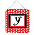 Letter Y Initial   Red Black Polka Dots Wall Or Door Hanging Prints