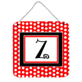 Letter Z Initial   Red Black Polka Dots Wall Or Door Hanging Prints