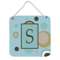 Letter S Initial Monogram  Blue Dots Wall Or Door Hanging Prints