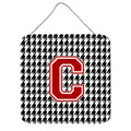Letter C Monogram  Houndstooth Black Wall Or Door Hanging Prints