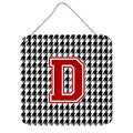 Letter D Monogram  Houndstooth Black Wall Or Door Hanging Prints