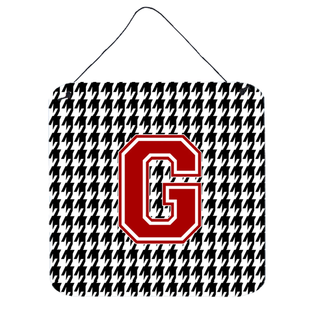 Letter G Monogram  Houndstooth Black Wall Or Door Hanging Prints