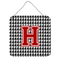 Letter H Monogram  Houndstooth Black Wall Or Door Hanging Prints
