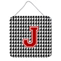 Letter J Monogram  Houndstooth Black Wall Or Door Hanging Prints