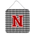 Letter N Monogram  Houndstooth Black Wall Or Door Hanging Prints