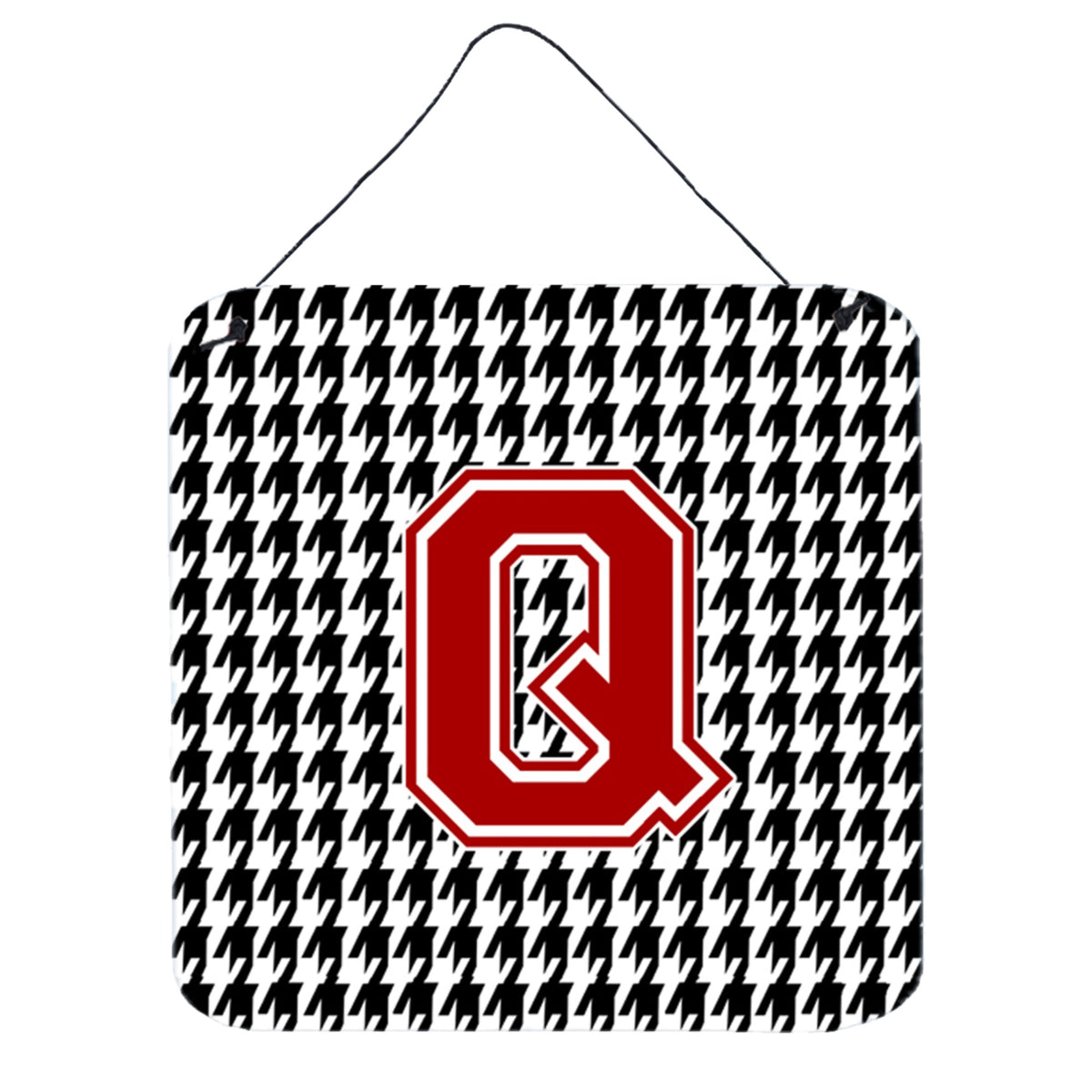 Letter Q Monogram  Houndstooth Black Wall Or Door Hanging Prints