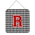 Letter R Monogram  Houndstooth Black Wall Or Door Hanging Prints