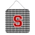 Letter S Monogram  Houndstooth Black Wall Or Door Hanging Prints