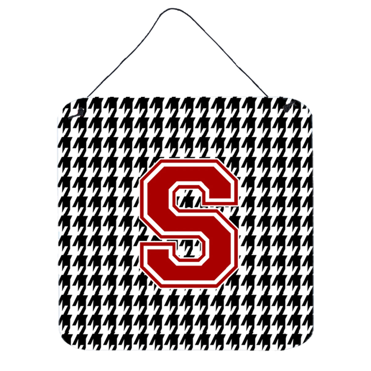 Letter S Monogram  Houndstooth Black Wall Or Door Hanging Prints