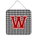 Letter W Monogram  Houndstooth Black Wall Or Door Hanging Prints
