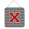 Letter X Monogram  Houndstooth Black Wall Or Door Hanging Prints