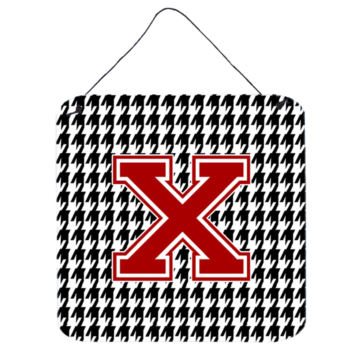 Letter X Monogram  Houndstooth Black Wall Or Door Hanging Prints